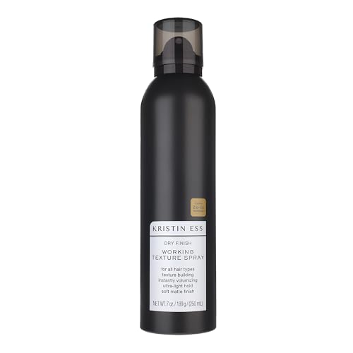Kristin Ess Dry Texture Hair Spray | Volumizing & Texturizing Styler, Ultra-light Hold Hairspray for Curls, Waves, & Fine Hair | Soft Matte Finish, Fresh Pear Fragrance, 7 oz