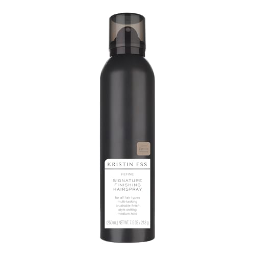 Kristin Ess Hair Refine Signature Finishing Hairspray for Hair Styling - Flexible Hold, Brushable Texture, Style Support for Straight, Textured, Wavy or Curly hair, Vegan, 7.5 oz