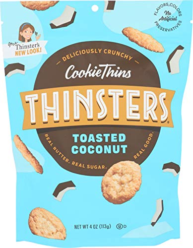 Thinsters Toasted Coconut Cookies, Oven-Baked with Real Butter & Sugar, Non-GMO, No Artificial Ingredients, Corn Syrup, or Processed Oils, 4 oz (Pack of 1)
