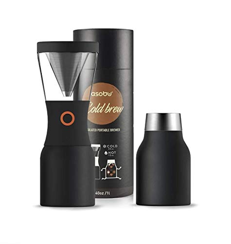 asobu Cold Brew Coffee Maker, Award-Winning 40oz Insulated Cold Brew Brewer with Portable Stainless Steel Carafe – No.
