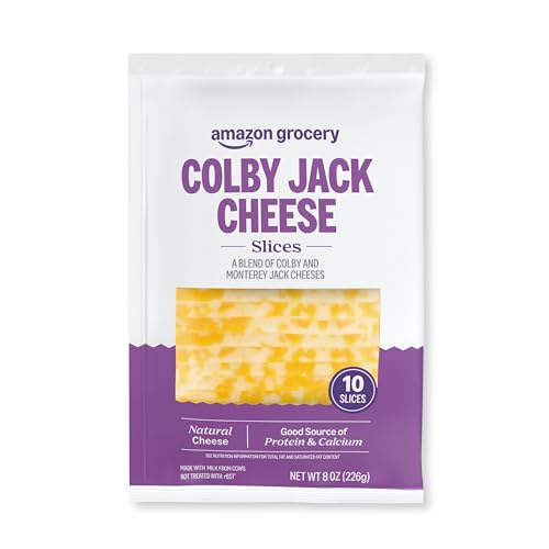 Amazon Grocery, Colby Jack Cheese, 8 Oz, 10 Slices (Previously Happy Belly, Packaging May Vary)