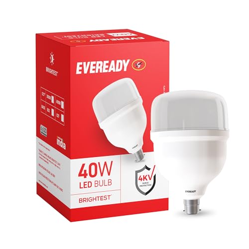 Eveready 40W LED Hammer Bulb with B22 Base, High CRI, 4KV Surge Protection, Energy Efficient & Long Life – Cool Daylight (6500K) for Home & Commercial