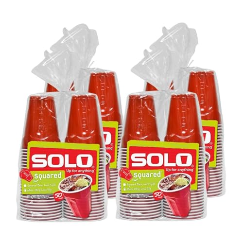 SOLO Cup Company Red Squared Plastic Party, 18 Ounce, 200 Count, 50 Count (Pack of 4)