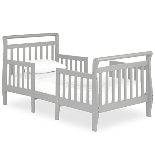 Dream On Me Emma 3-in-1 Convertible Wooden Toddler Bed in Steel Grey, Baby Safety Alliance Certified, Low-to-Floor Design, Solid Pinewood with Safety Rails