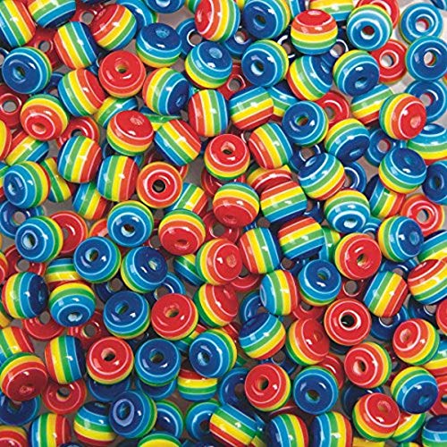 S&S Worldwide Rainbow Striped...pprox.750 Beads per 1/2lb Bag