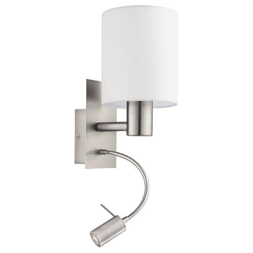 (-38%) EGLO Wandlampe Pasteri, 2-flammige Textil Wandleuchte mit LED Leselicht