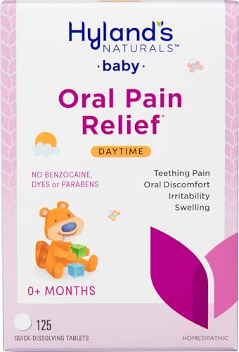 Hyland's Baby Daytime Soothing Tablets with Chamomilla, Natural Relief of Oral Discomfort, Irritability, and Swelling, Up to 62 Doses (Pack of 1, 125 Count Total)