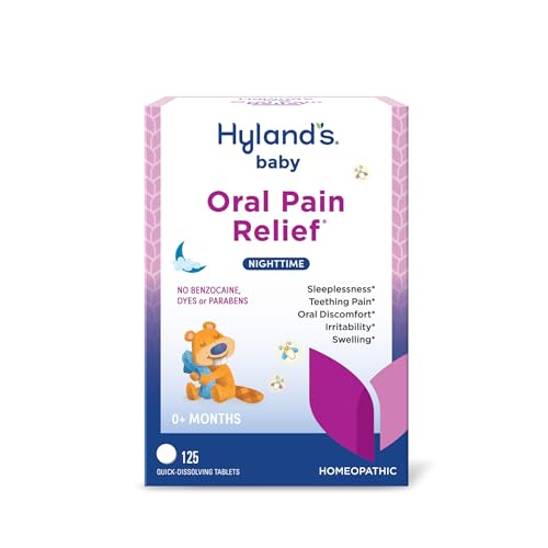 Hyland's Baby Nighttime Soothing Tablets with Chamomilla, Natural Relief of Oral Discomfort, Irritability, and Swelling, Up to 62 Doses (Pack of 1, 125 Count Total)