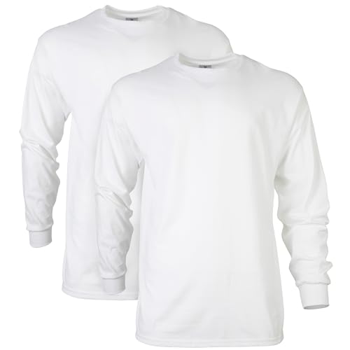Gildan Men's Ultra Cotton Long Sleeve T-Shirt, Style G2400, Multipack, White (2-Pack), Medium