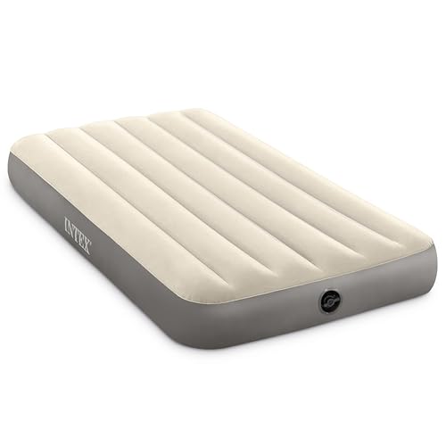 Intex 64101E Dura-Beam Standard Single-High Air Mattress: Fiber-Tech – Twin Size – 10in Bed Height – 300lb Weight Capacity – Pump Sold Separately