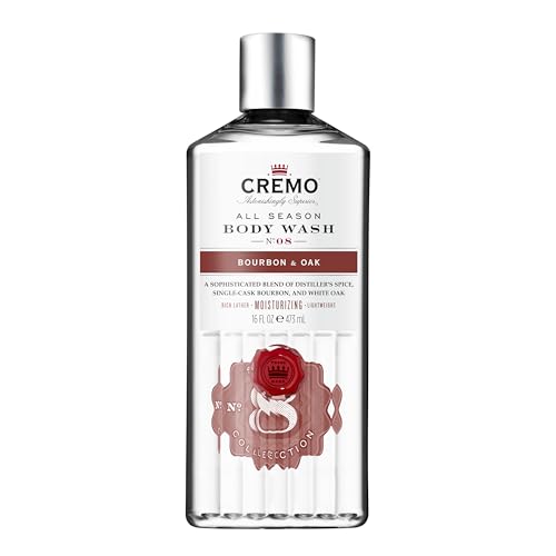 Cremo Body Wash Men, A Sophisticated Blend of Distillers Spice, Fine Bourbon and White Oak, 16 Fl Oz