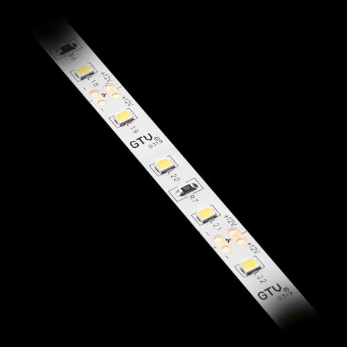 🔥 STARKER PREIS (-26%) GTV LED Streifen 5m Rolle Flash 2835, 300 LEDs 60/m, Dimmbar, 11W/m, 12V DC, 8mm Breit, alle 5cm teilbar, Lichtband Möbel Küche, Neutralweiß 4000K