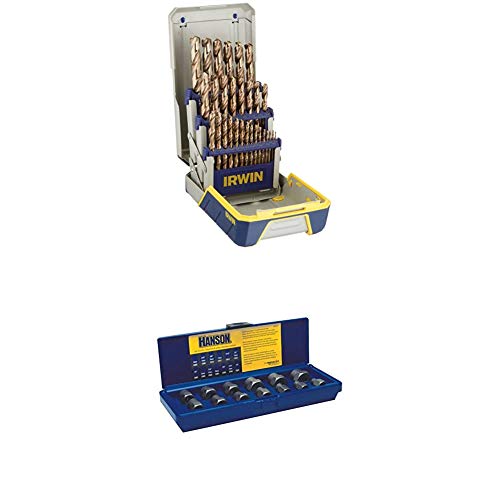 Irwin Industrial Tools Metal Index Drill Bit Set and Industrial Bolt Extractor Set
