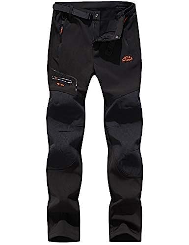 BenBoy Women's Outdoor Waterproof Windproof Fleece Slim Cargo Snow Ski Hiking Pants,Black Large
