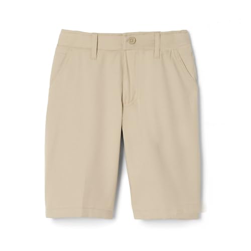 French Toast Boys' Big Flat Front Performance Stretch Short, Khaki, 12