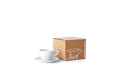 notNeutral LINO Porcelain Espresso Cup & Saucer, 3 oz, White, Set of 2