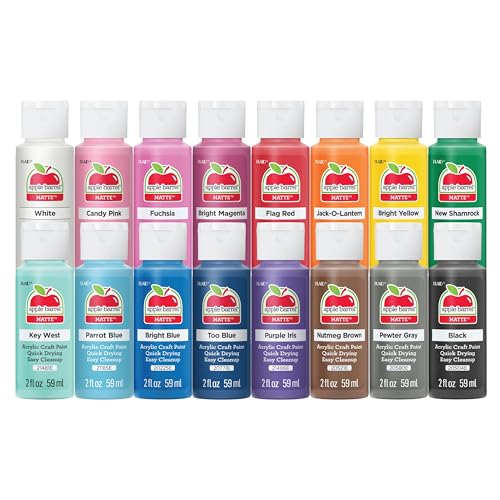 Apple Barrel, Vibrant Spectrum Collection Acrylic Craft Paint, PROMOABIII, 2 fl oz each, 16 assorted matte col