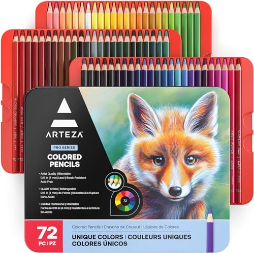 ARTEZA Colored Pencils 72 Soft Wax-Based Color Pencils for Adults