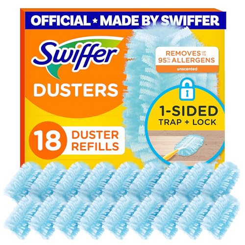 Swiffer Dusters Refill for Cleaning, Made by SWIFFER, Feather & Microfiber Duster Disposable Alternative, for Dusting Furniture, Blinds, Ceiling Fans, Walls, Helps Remove Allergens, Unscented, 18ct​