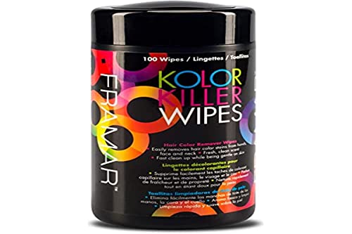 Framar Kolor Killer Wipes – Hair Dye Remover For Skin, Hair Color Remover For Dyed Hair, Gentle on Skin, Pleasant Scent – Wipes Dispenser of 100
