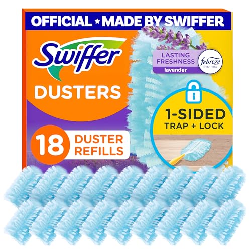 Swiffer Dusters Refill for Cleaning, Feather & Microfiber Duster Disposable Alternative, for Dusting Furniture, Blinds, Ceiling Fans, Walls, Helps Remove Allergens, Lavender, 18ct