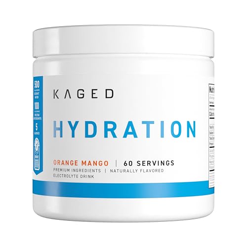 Kaged Hydration Electrolytes Powder | Orange Mango | Hydra-Charge Sports Drink Mix | Pre, Post, Intra Workout | Low Carb, Vegan, Gluten Free | Supplements for Men & Women | 60 Servings