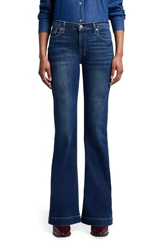 7 For All Mankind Women's Flare Wide Leg Jean | Stylish Stretch Denim Jeans | Santiago Canyon Midnight Rain | 28