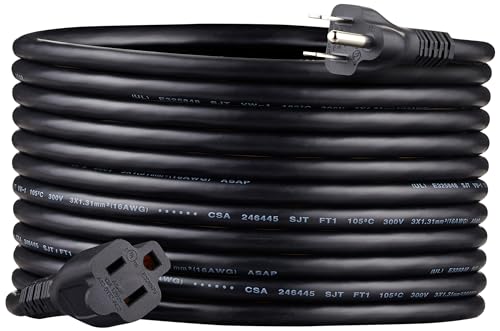 Amazon Basics Extension Cord 20 Ft Indoor 13 Amp Black