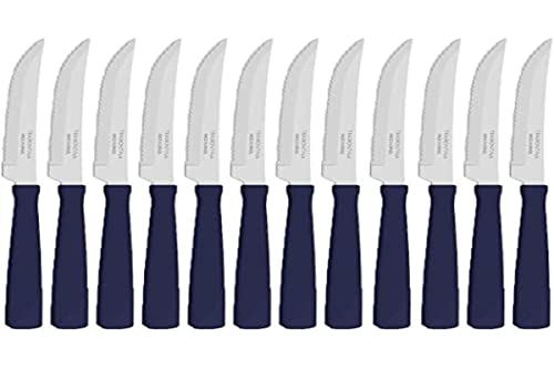 Conjunto de Facas para Churrasco Tramontina New Kolor com Lâminas em Aço inox e Cabos de Polipropileno Azul 12 Peças