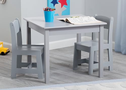 Delta Children MySize Kids Wood Table and Chair Set (2 Chairs Included), Grey