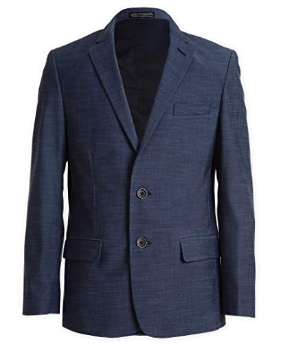 Calvin Klein Boys' Blazer Suit Jacket, 2-button Single Breasted Closure, Buttoned Cuffs & Front Flap Pockets, Blue Weave, 8