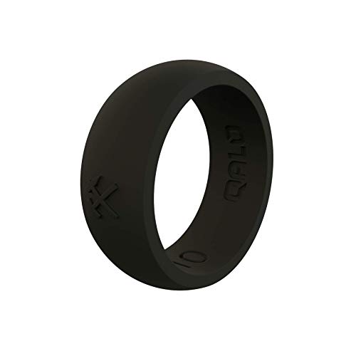QALO Classic Silicone Ring for Men (Black, Size 12) - Breathable & Durable Silicone Wedding Bands - Mens Silicone Wedding Rings - Rubber Engagement Rings for Him