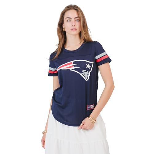 Ultra Game NFL Official Women's Super Soft Mesh Jersey T-Shirt, New England Patriots, Team Color, Medium