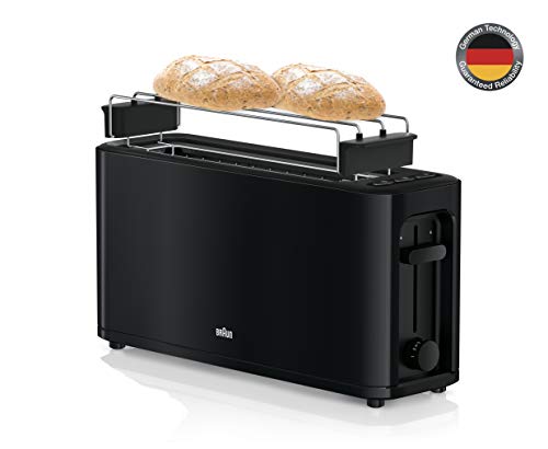 (-38%) Braun Household HT 3110 BK Toaster | Langschlitz | Extrabreite Toastkammer | Herausnehmbare Krümelschublade | Aufwärm- Und Auftaufunktion | 7 Röstgrade | Separater Brötchenaufsatz | Schwarz