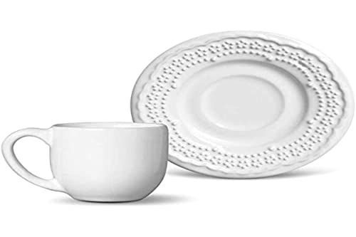 Porto Brasil Conjunto com 6 Xícaras de Café com Pires Madeleine Branco 72ml