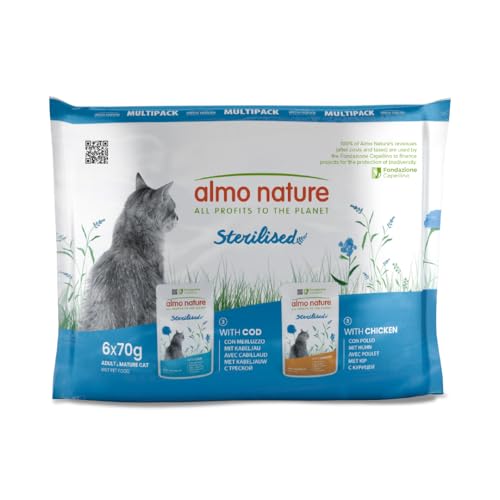 Multipack Almo Nature Functional Sterilised bacalao y pollo seis latas 70 g