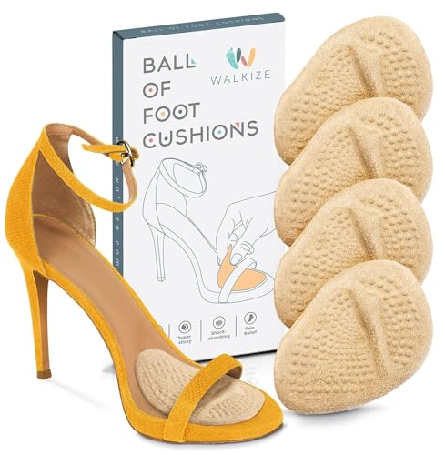 Walkize Metatarsal Pads Women | Heel Inserts for Women | Ball of Foot Cushions (2 Pairs Foot Pads) All Day Pain Relief and Comfort One Size Fits Shoe Inserts (Beige)