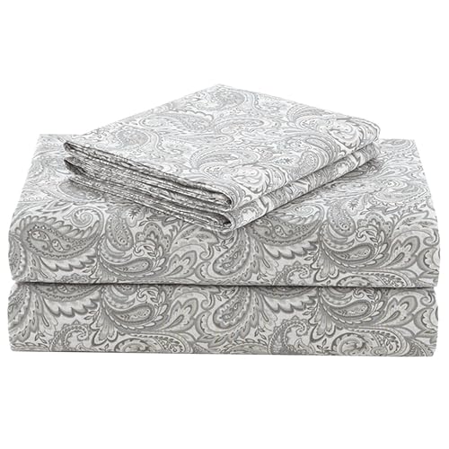 Comfort Spaces 100% Cotton Sheet Set Breathable, Lightweight, Soft with 14" Elastic Pocket Fits up to 16" Mattress, All Season Cozy Bedding, Matching Pillow Case, Full Paisley Multi 4 Piece