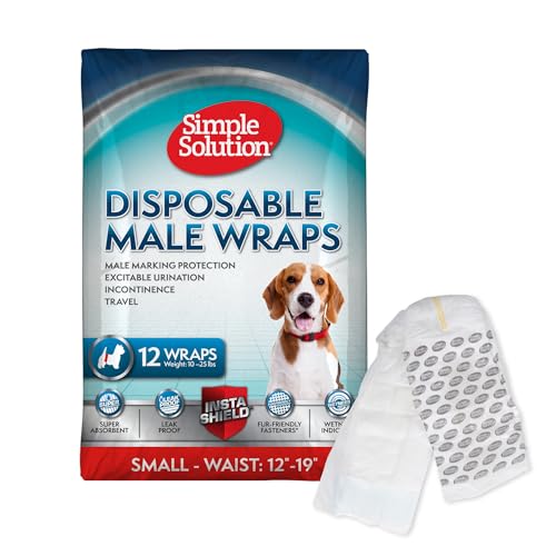 ⚡ BLITZDEAL (-64%) Simple Solution Einweg-Hundewindeln für Rüdenwindeln mit super saugfähiger, auslaufsicherer Passform, Erregbares Urinieren, Inkontinenz oder Markierung des Rüden, Klein - 12 Pack