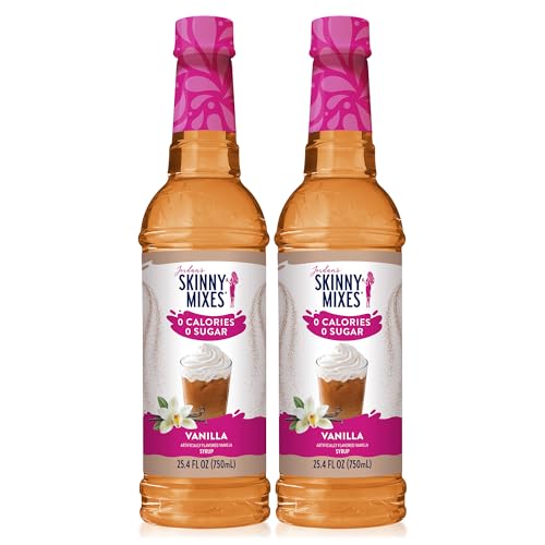 Jordan's Skinny Syrups Sugar Free Coffee Syrup, Vanilla Flavor Drink Mix, Zero Calorie Flavoring for Chai Latte, Protein Shake, Food and More, Gluten Free, Keto Friendly, 25.4 Fl Oz, 2 Pack