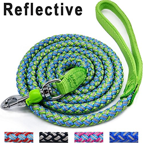 Mycicy 2/3/4/6/10 Foot Reflective Dog Leash Strong Nylon Rope Braided Heavy Duty for Large and Medium Small Dogs Walking Training Leads (Green, 6ft * 1/2")