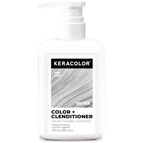 KERACOLOR Clenditioner SILVER Hair Dye - Semi Permanent Hair Color Depositing Conditioner, Cruelty-free, 12 Fl. Oz