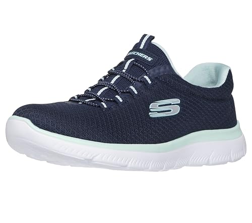 (-35%) Skechers Damen Summits 12980 Trainers, Navy Mesh/ Aqua Trim, 38.5 EU
