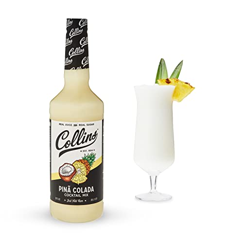 Collins Pina Colada Mix | Made With Real Pineapple Juice, Coconut and Other Natural Flavors | Tropical Cocktail Mixer, Home Bar accessories Cocktail Mixers, 32 fl oz