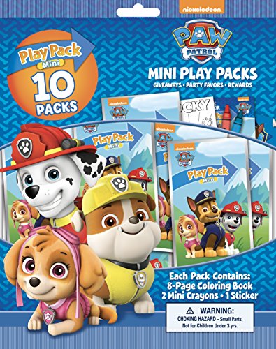 Nickelodeon PAW Patrol Mini Coloring Book 10 Pack Play Pack with Μіnі Coloring Book, 2 Mіni Crayons, & Sticker Bendon 41885