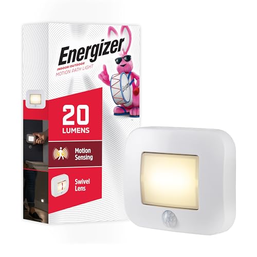 Energizer Motion-Activated LED Path Light, Wireless, 20 Lumens, Battery Powered, White, Ideal for Hallway, Entryway, Sta