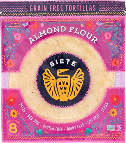 Siete Almond Flour Tortillas, 7 Ounce (Pack of 1), 8 ct (Frozen)