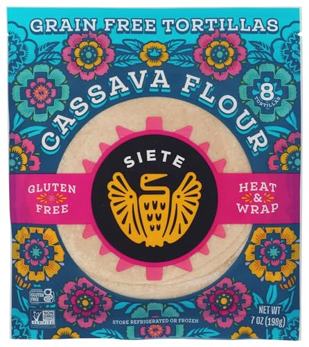 Siete Cassava Grain Free Flour Tortillas. Vegan, Paleo and Gluten Free Tortillas. (1-Pack, 8 Tortillas)