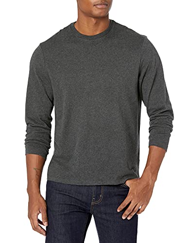 Amazon Essentials Men's Regular-Fit Crewneck T-Shirts, Long-Sleeve, Charcoal Heather, Size X-Large, No Pocket
