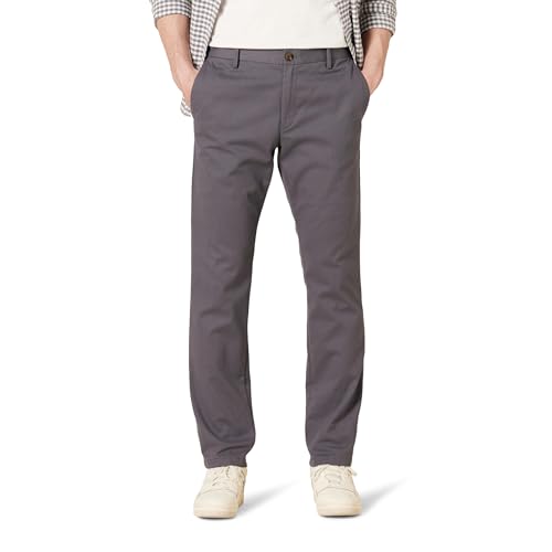 Amazon Essentials Men's Slim-Fit Wrinkle-Resistant Flat-Front Chino Pant, Charcoal, 32W x 32L